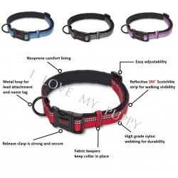 Red Nylon Adjustable Cheap Dog collars for sale UK | X-S, S, M, L
